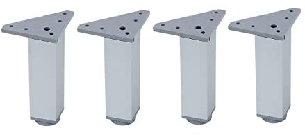 Pack 4 Patas Mueble, Aluminio Cocinas, Base Regulable en 2 mm, Perfil Aluminio Medida 40x40 Soporte Atornillable, Color Plata Mate, Cocinas Muebles,Armarios