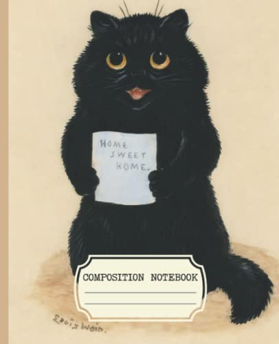 Composition Notebook: Vintage Aesthetic College Ruled With Louis Wain Home Sweet Home Cat Cover