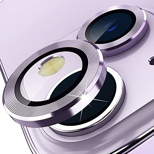 imluckies Caméra Arrière Protecteur Compatible avec iPhone 14/iPhone 14 Plus, Protection d'appareil photo en Verre Trempé HD Anti-Rayures Bague d'objectif Individuelle en Métal 2022, Pourpre Clair