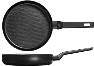 H&H All Blacks Padella in Alluminio con rivestimento Antiaderente Pfluon, 20cm, Rivestimento interno a nido d'ape, Induzione