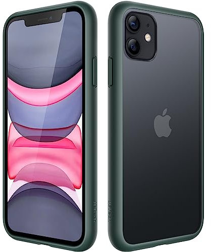 JETech Matt Hülle für iPhone 11 6,1 Zoll, Stoßfest Militärstandard FallSchutz Handyhülle, Mattierte Durchscheinende Rückseite Schutzhülle, Anti-Fingerabdruck (Dunkelgrün)