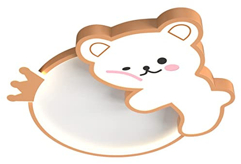 LED Kinderzimmerlampe Dimmbar Deckenleuchte Braun Rosa Cartoon Bär Design Kreativ Babyzimmer Deckenlampe Modern Rund Deckenbeleuchtung für Kinder Schlafzimmer Wandleuchte Fernbedienung (Braun, Ø45cm)