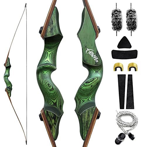 60 Zoll Black Hunter Takedown Langbogen 20-60 Lbs Traditionell Holzbogen Rechte Hand Jagdbogen Für Erwachsene (60LBS)
