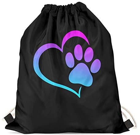 Upetstory Turnbeutel mit Tiermuster, Kordelzug, für Jugendliche und Kinder, Rucksack für Schule, Hundepfotenabdruck, Einheitsgröße, Reiserucksäcke