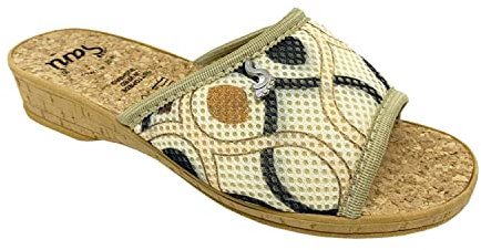 Ciabatte Donna Estive in Sughero per Casa Mare Piscina Città Ciabatta a Fascia Con Fantasia Zeppa Eleganti (numeric_39)