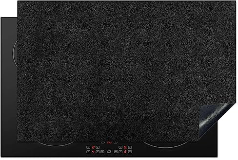KitchenYeah© Copri Piano Cottura 81x52 cm Coprifornelli Tappetino per Induzione Fornello Tutto per la Cucina Granito - Nero - Struttura in granito - Scuro