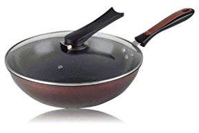 Nonstick Woks and Stir Fry Pans with Lid, Frying Basket & Steam Rack, Nonstick Wok Pan with Lid, Ceramic Wok with Lid