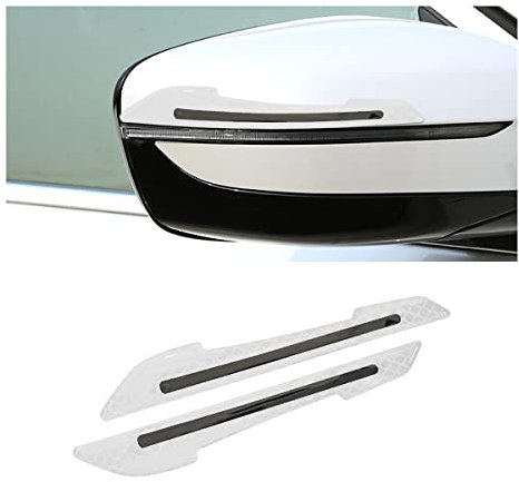 JNNJ 2PCS Reflektierender Aufkleber für Autospiegel, Seitenstreifen Spiegel, Zierstreifen für Den Rückspiegel, Reflektor Warnaufkleber Universal für Auto(Weiß)