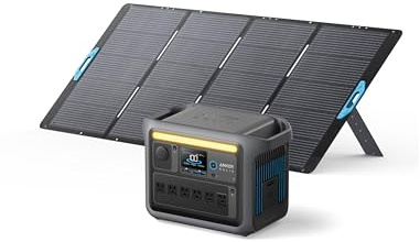 Anker SOLIX C1000 Station d'alimentation portable avec panneau solaire de 400 W, générateur solaire de 1800 W, batterie LFP (LiFePO4), 4 prises AC, jusqu'à 2400 W pour la maison, les pannes de courant