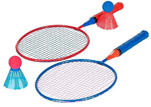 Franklin Sports Kids Jumbo Badminton Racket Set - Smashminton Kids Oversize Badminton Rackets - 2 Player Backyard + Beach Youth Set with Birdies Included