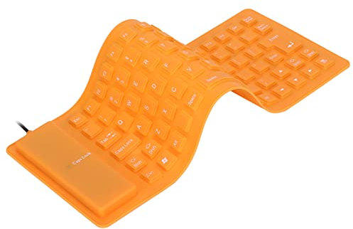 Teclado de Silicona Plegable, Teclado para Juegos con Cable USB, 85 Teclas, Teclado de Silicona Suave, Silencioso, Resistente Al Agua, para PC, Portátil y Portátil (Orange)