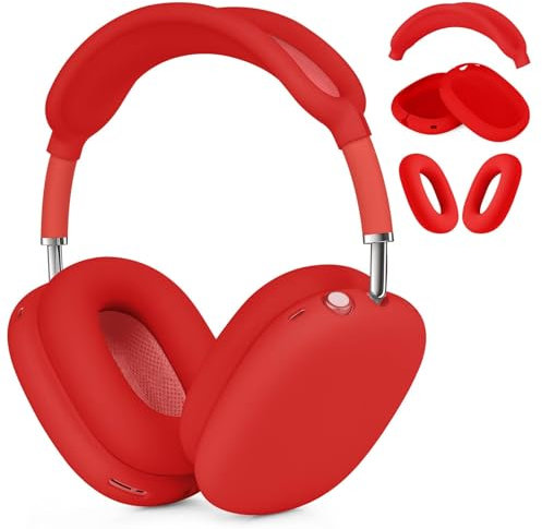 VISOOM Case für Airpods Max Kopfhörer, weiche Silikon Schutzhülle für Apple Airpod Max Zubehör Cases(Red)