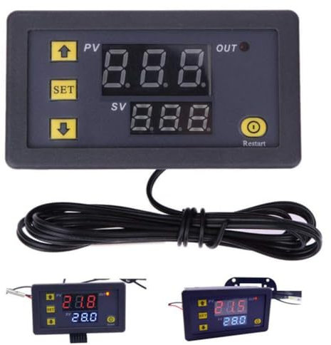 zalati Controlador de temperatura W3230 LCD digital 20A 12V termostato controlador medidor con sonda NTC 10K sensor