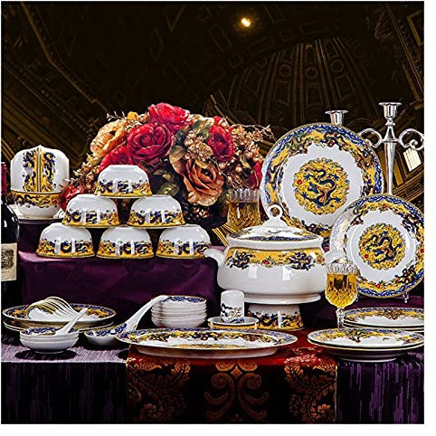 Ensemble de vaisselle de luxe vaisselle vaisselle assiettes combinaison en céramique service de dîner ensemble de bols assiettes à dessert assiettes à soupe assiettes à dîner