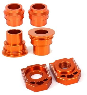 LOTFI Espaciador de Cubo de Rueda Delantera y Trasera de Motocicleta, Bloques de Eje de Ajuste de Cadena Aptos for KTM EXC EXCF XCW 125 150 250 300 350 450 500 2016-2021 (Color : Set)