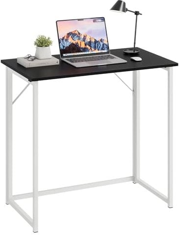 Dripex Schreibtisch Faltbar Tisch Computertisch Klappbar PC Tisch für Homeoffice Arbeitszimmer (Schwarz-Montage)