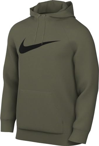 Nike Herren Hooded Long Sleeve Top M Nk Df Hdie Po Swsh, Medium Olive/Black, CZ2425-222, M
