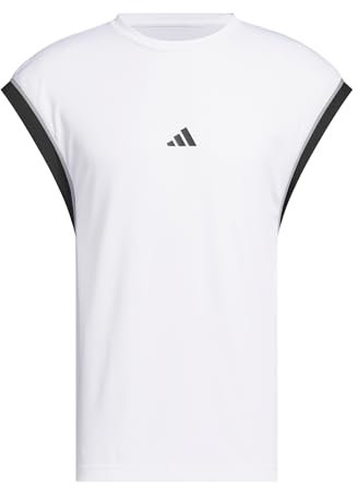 adidas Herren Basketball All World Sleeveless Tank, White/Black, XS