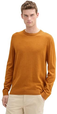 TOM TAILOR Herren 1039810 Strickpullover mit Crewneck, 37091-Peanut Brown Dark Melange, 3XL