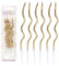 Henbrandt Pack of 6 Gold Wavy Party Candles with 6 Candle Holders, Metallic Gold 12cm Spiral Twist Tall Thin Celebration Candles for Birthday Cakes and Anniversary Decorations