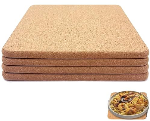 Raucilpy 4 Stück Korkuntersetzer Quadratische, Korkplatte Filzuntersetzer, Tassenuntersetzer Coasters, Eckig Hitzebeständig 20 * 20 * 1cm