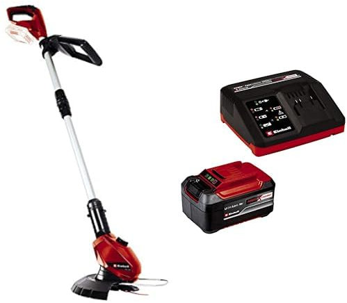 Einhell Recortabordes inalámbrico - GE-CT 18 Li Solo (18V, Ancho de Corte: 24cm, Tiempo MAX. de ejecución 55min, Tiempo de Carga 40 min), Color Rojo, Starter Kit 5,2Ah