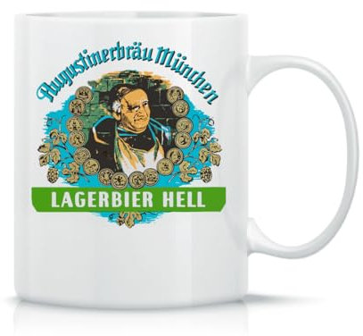 Augustiner Munich Beer Lagerbier Hell Klassische Keramik Kaffeetasse Weiß Schwarz Rosa Magisch 330ml