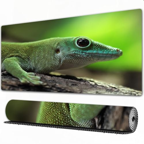 EOMKSE Mauspad Verlängertes großes Mauspad Schreibtischauflage,genähte Kanten Mauspad,Gummibasis,Kochs Riesen-Taggecko (Phelsuma madagascariensis Kochi),Gaming-Mauspad,40x90 cm
