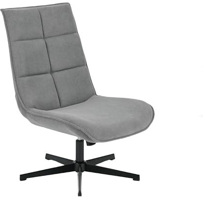 39F FURNITURE DREAM Moderner Drehsessel mit Sitzfläche aus Stoff mit Liegefunktion und Metallsockel, Grau, 63,5 x 85 x 93 cm