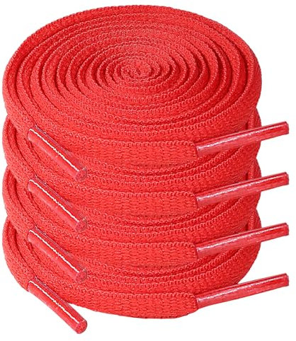 JETOP 2 Paia Lacci Scarpe Rossi, Lacci Rossi per Scarpe 100 cm Lacci Rossi Scarpe Larghi 6 mm Stringhe Rosse Antistrappo Lacci Scarpe Piatti per Scarpe da Ginnastica Sneakers e Scarpe Sportive