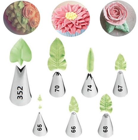 WishesMar 7 Douille à Pâtisserie Feuille en Acier Inoxydable pour Décoration de Gâteaux, Tarte, Biscuits, Cupcakes, Gâteau et Cookies