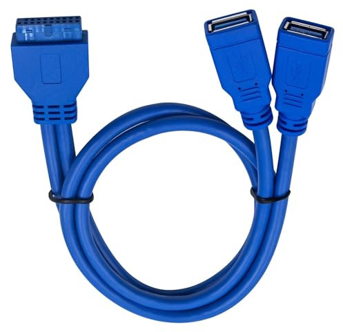 Danfetsoy USB to 19Pin Cable, USB3.0 to 19Pin Y Header Splitter Cable, USB 3.0 Female to 19 Pin Female Extension Cable for Computer Motherboards 50cm/1.6feet