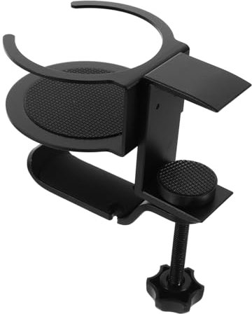 CIYODO Rotating Cup Holder for Desk Clamp Desk Organizer Headphone Stand Aluminum Clip Cup Holder for Pc Gaming and Office Use