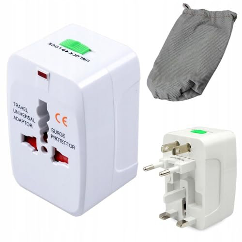 Adaptador de Enchufe de Viaje Compacto Mundial - UE, EE. UU., Reino Unido, Asia y África | Protección de Sobrecargas; Indicador de Voltaje LED | Convertidor de Viaje Universal - con Estuche de Viaje