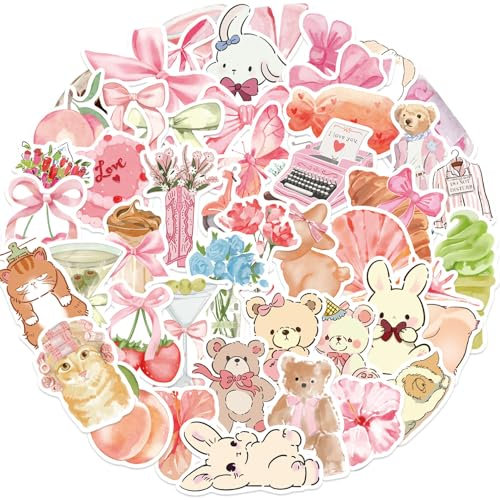 Bric Dodo 50 Stück Kleiner Bär Aufkleber Auto Laptop Telefon Gitarre Skateboard Motorrad Fahrrad Bear Stickers Set Vinyl Wasserdicht Aesthetic Aufkleber für Jugendliche Kinder Erwachsene