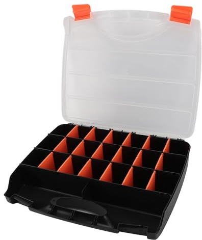 Organizzatore Professionale per Utensili e Minuteria, Cassetta Porta Attrezzi a Doppio Lato, Contenitore per Componenti Hardware
