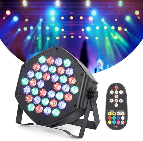 Litake 1PCS LED Strahler Akku, Wiederaufladbar Par Licht RGB 36 LED Partylicht 7 Beleuchtung Modi Bühnenbeleuchtung Flexible Fernbedienung DMX Steuerung für DJ Disco Party Bar Halloween Weihnachten