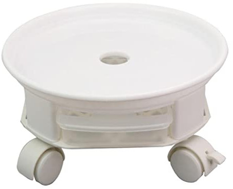 Sottovaso mobile per piante con base a rullo, 35 cm, bianco