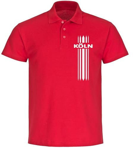 multifanshop Poloshirt - Köln - Streifen - Druck weiß - Polo Größe 3XL rot