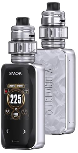 SMOK X-Priv Plus Kit |Smok X-Priv Plus Mod 225W mit 5.5ml Top Füllung TF-D SubTank Fit D-Coil 0.15ohm 0.23ohm Elektronische Zigarette DTL Vape No Nikotin (White Shell)