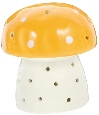JEWEDECO Pilz-nachtlicht Kinderlampe Kerzenglas Tisch Süße Nachtlampe Leichte Kerzenhalter Teelicht Kerzenbrenner Myshroom Vasen Stumpenkerzenhalter Pilzlampe Yellow Keramik
