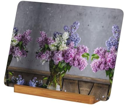 Marco de fotos impreso con flores lilas, resistente a caídas y duradero