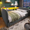 NNJN Polsterbett Tagesbett 140x190 cm, Schlafsofa mit LED und USB-C Ladefunktion, Daybett mit 2 Schubladen und Stauraum-Kopfteil, Leinen (Ohne Matratze) (Grau)