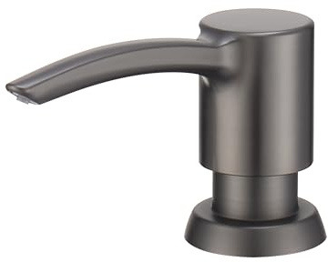 Heouty Kitchen Sink Soap Dispenser Gunmetal Gray, Built in Soap Dispenser Kitchen Countertop, ABS Pump Head with Refillable Bottle, Under Counter Dish Soap Hand Lotion Dispenser