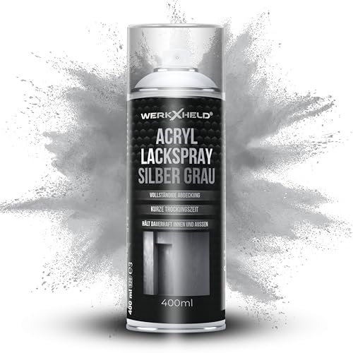 WerkXheld Sprühlack 400ml - Hochwertiges Lackspray Silber Grau RAL 7001, Vielseitig anwendbar auf Holz, Metall & Textil, Langlebiger Acryllack Spray