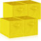 Hibtn Set of 4 Foldable Storage Box, 33 x 38 x 33 cm, Fabric with Handles Storage Cubes And Cloth Storage Organizer Drawer For Closet And Toys Storage, Yellow