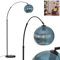 HOFSTEIN Stehleuchte Koyoto, Stehlampe aus Metall/Riffelglas in Schwarz/Blau mit Marmorfuß, verstellbare Leuchte im Retro-Design (Schirm Ø 25 cm), Fußschalter, E27, Wohnzimmer, Schlafzimmer, Flur