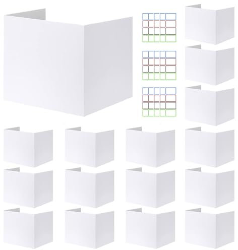 Hanured 16 Stück Trennwand Schreibtisch, Sichtschutz Schreibtisch, Faltbare Schreibtisch-Trennwand, U-Förmiger Spleiß, für Bibliothek Schreibtisch Schule Büro(Weiß)