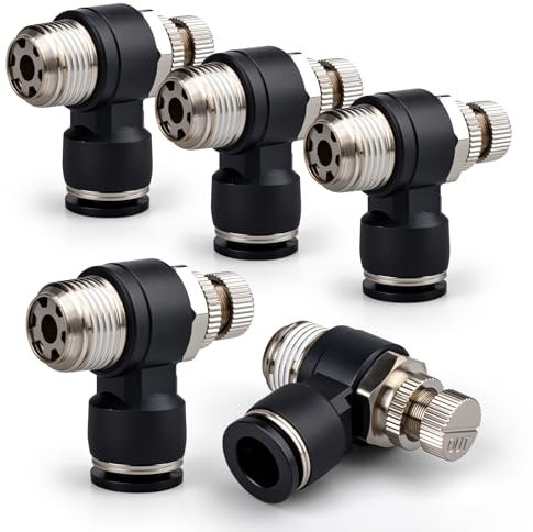 Bwintech 5 pezzi 8 millimetri tubo OD x 3/8 di pollice BSP gomito 90 gradi velocità raccordo spingere per collegare il flusso di linea d'aria SL8-03