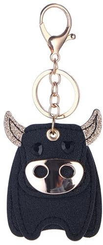 Laphontab Schlüsselanhänger Leder, Niedlicher Ochse Anhänger für Auto, Rucksack, Handtasche. Tolle Geschenke für Frau, Kollege, Damen und Freunde.